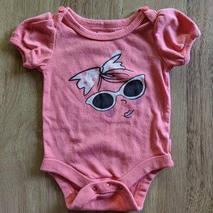 Gap Baby Girl 0-3 Month Guava Short Sleeve Bodysuit Sunglass Bow